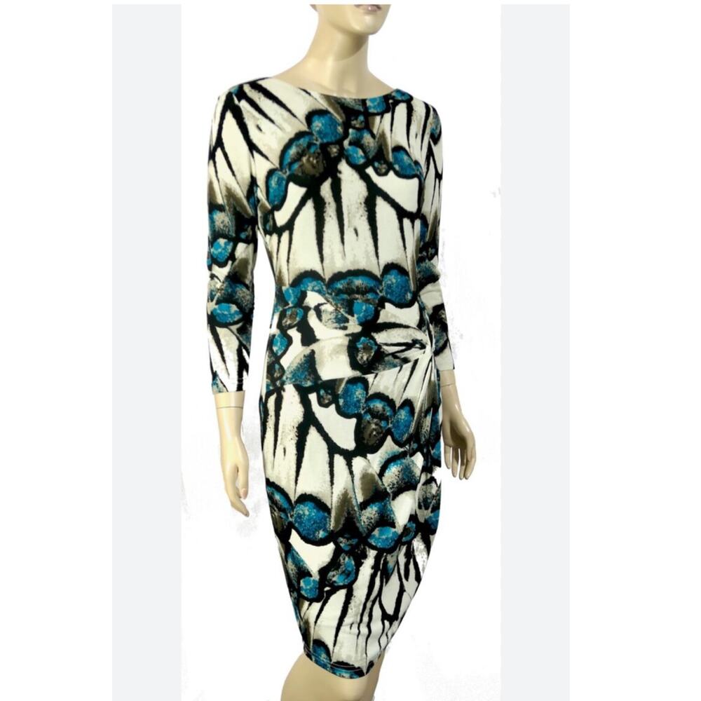 Joseph Ribkoff Blue abstract fitted Wiggle Dress / us 8 size